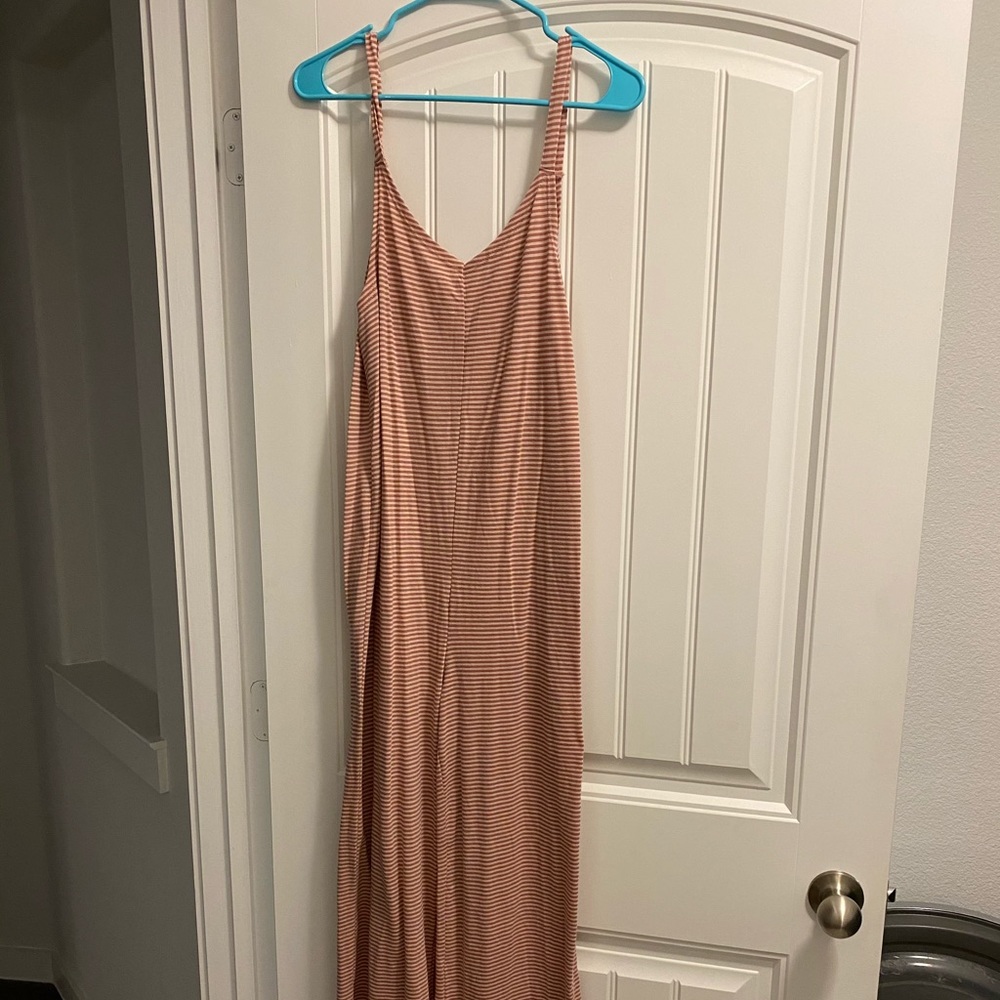 Pink striped cotton jumpsuit